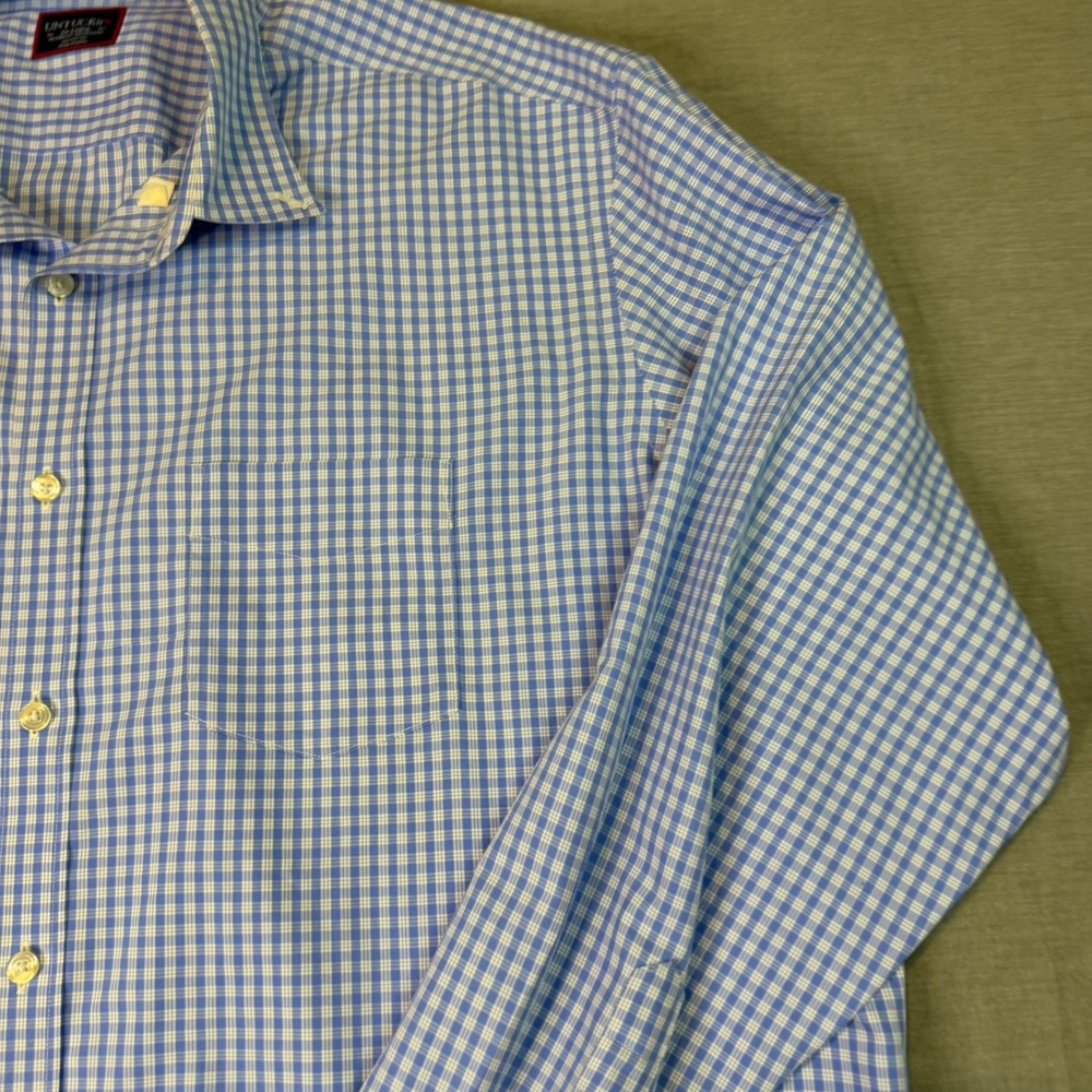UNTUCKit Button Down Shirt Mens XXL Blue Gingham Good Relaxed Fit Wrinkle Free - Picture 7 of 9